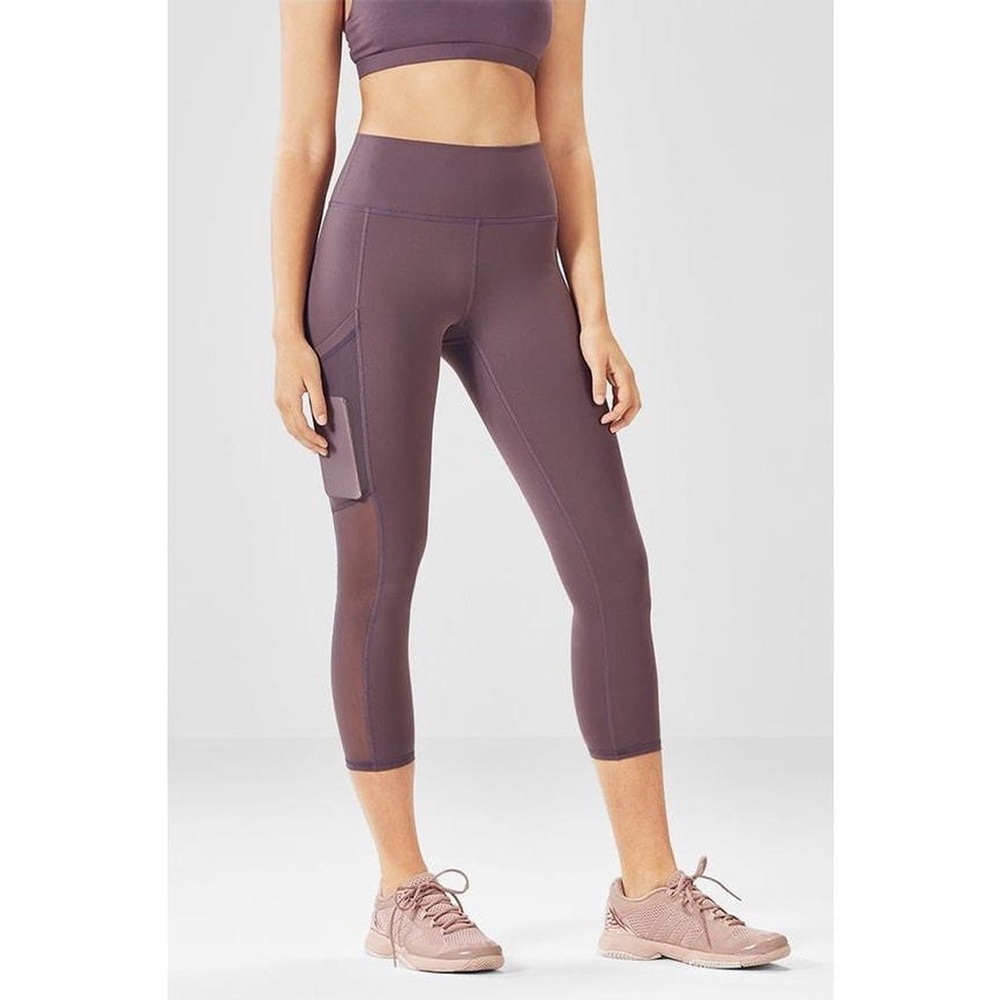 Fabletics Women's Purple Leggings with Mesh Pocket